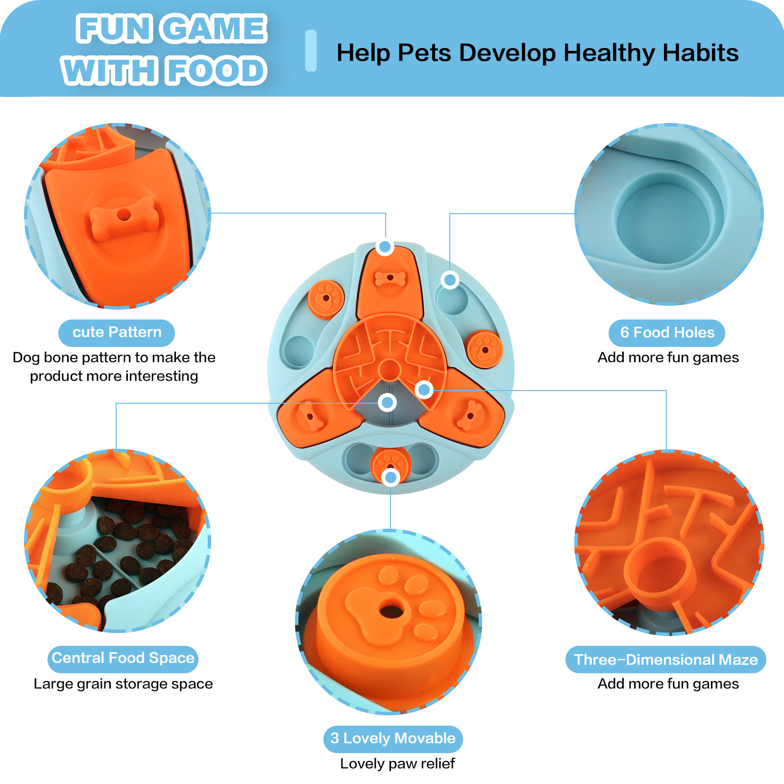 Dog Puzzle Toy Slow Feeder Bowl – Interactive IQ Training Food Dispenser for Puppies & Dogs, Non-Slip Anti-Choking Feeder to Reduce Boredom & Destructive Behavior - Image 5